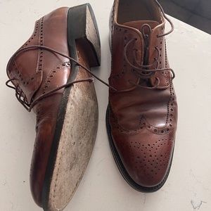 Magnanni Brown Leather Wing Tip Strap Dress Shoes (E 43 - 9.5 U…